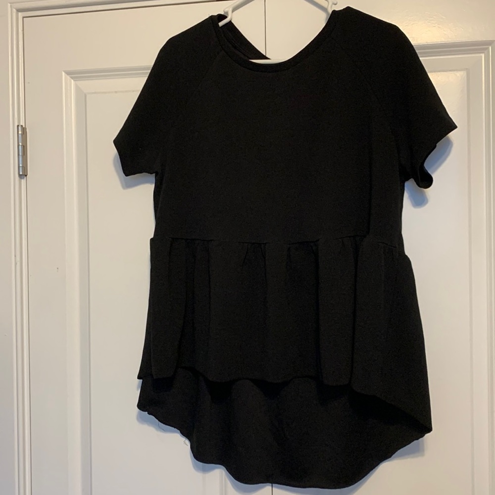 Black Ruffle Flow Shirt
